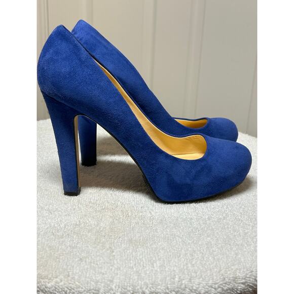 Kate Spade Blue Suede Platform Closed Toe Stiletto Heels - Picture 7 of 11
